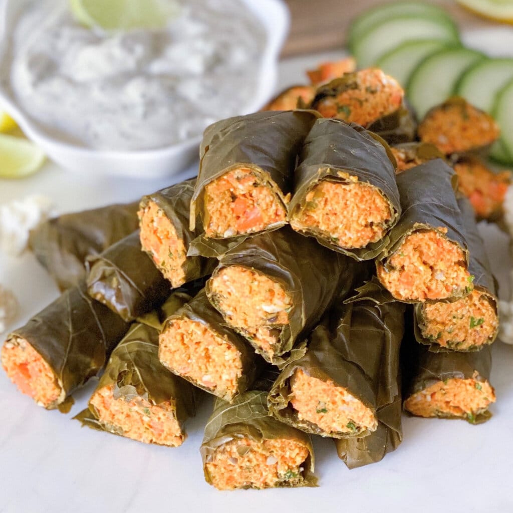 Carrot Pate Stuffed Grape Leaves